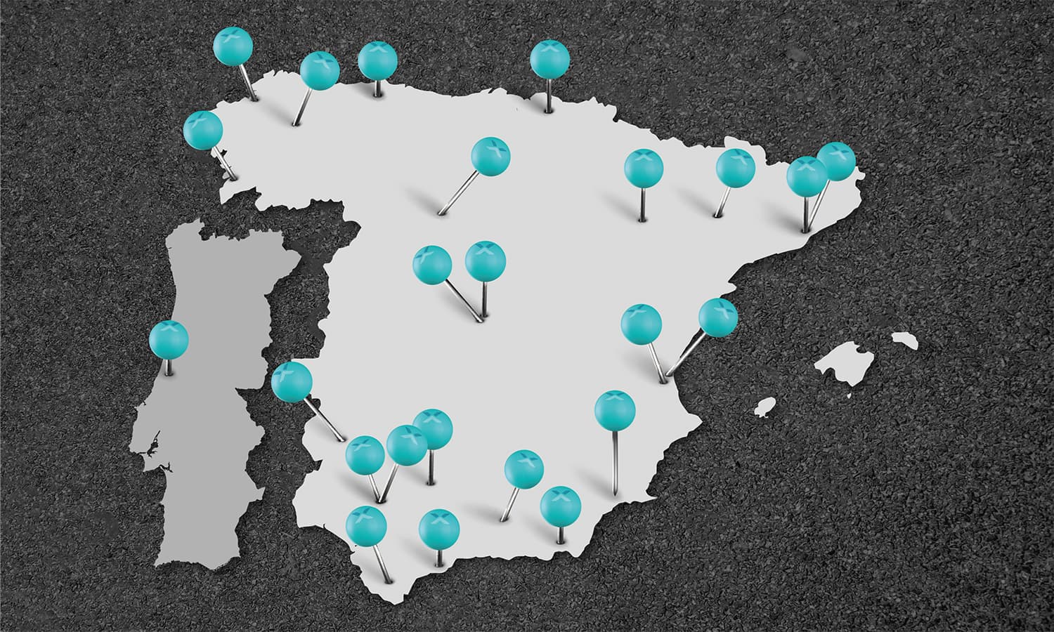 Mapa de España con almacenes